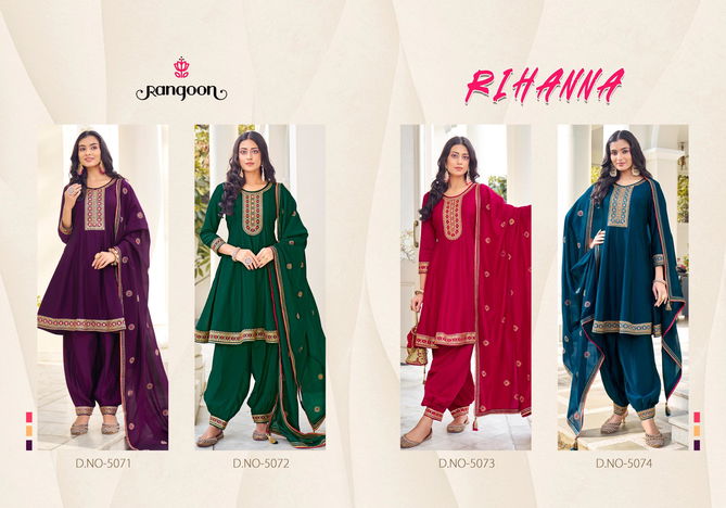 Rihanna By Rangoon Designer Work Silk Kurti With Bottom Dupatta Wholesale Market In Surat
